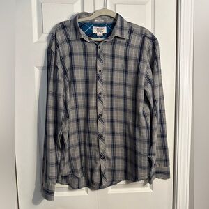 Original Penguin Gray Plaid Long Sleeve Button Up Classic Fit Shirt Size Large